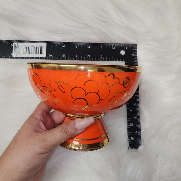 Orange pedestal bowl - Picture 8 of 8